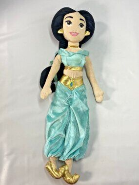 Disney Store Aladdin Jasmine Stuffed Plush Doll With Blue Green Gold Outfit 21"